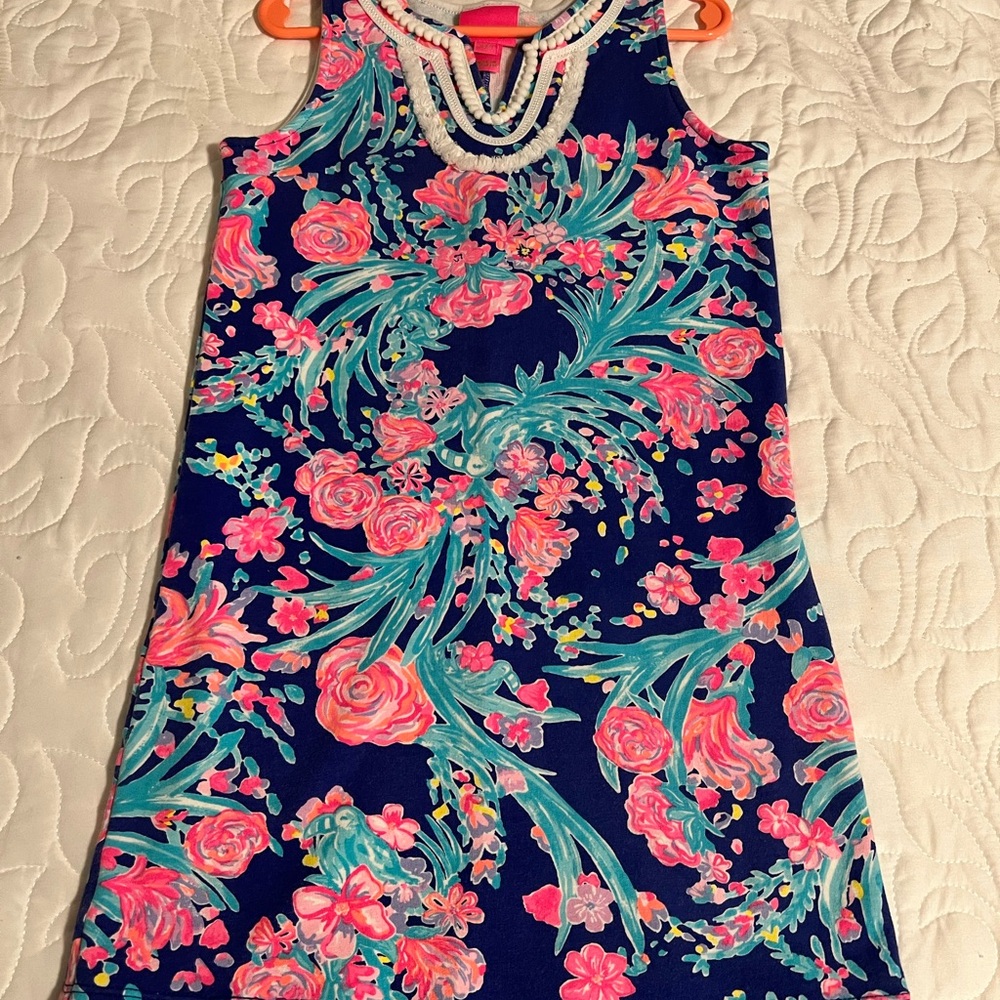 Lilly Pulitzer Navy Tank Dress with Pink Floral Print